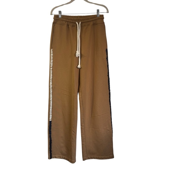 JW Anderson Wide Leg Contrast Stitch Track Pant French Terry in tobacco Sz Small - Picture 2 of 16
